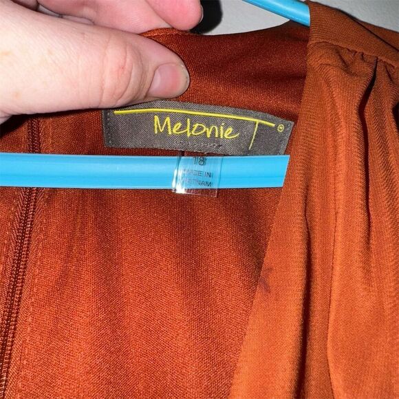 Melonie Women's Size 18 Brown Ruched Midi Dress Formal Long Sleeve - Picture 4 of 7